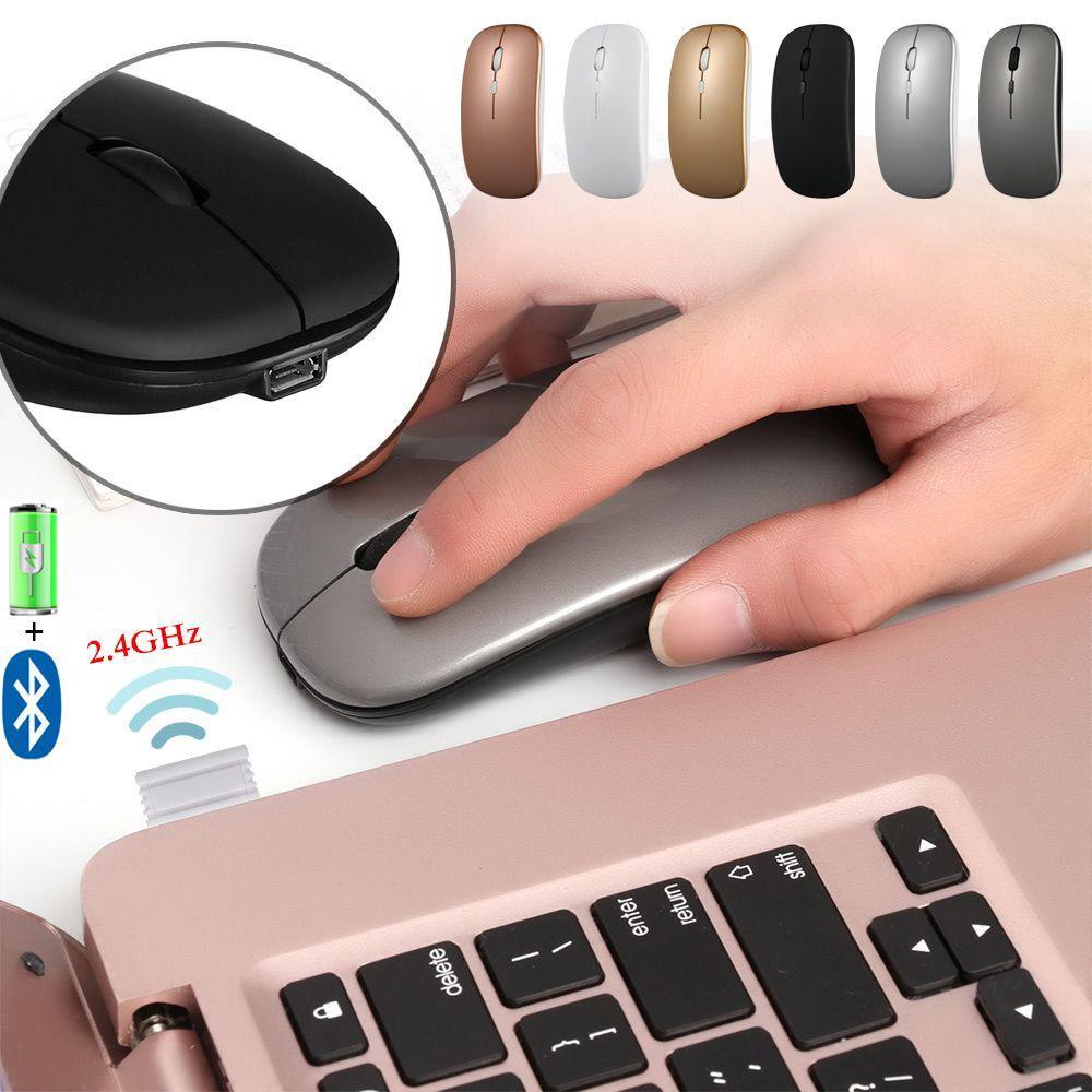 Chuột không dây bluetooth siêu mỏng nhiều màu sắc sạc USB cho PC Laptop