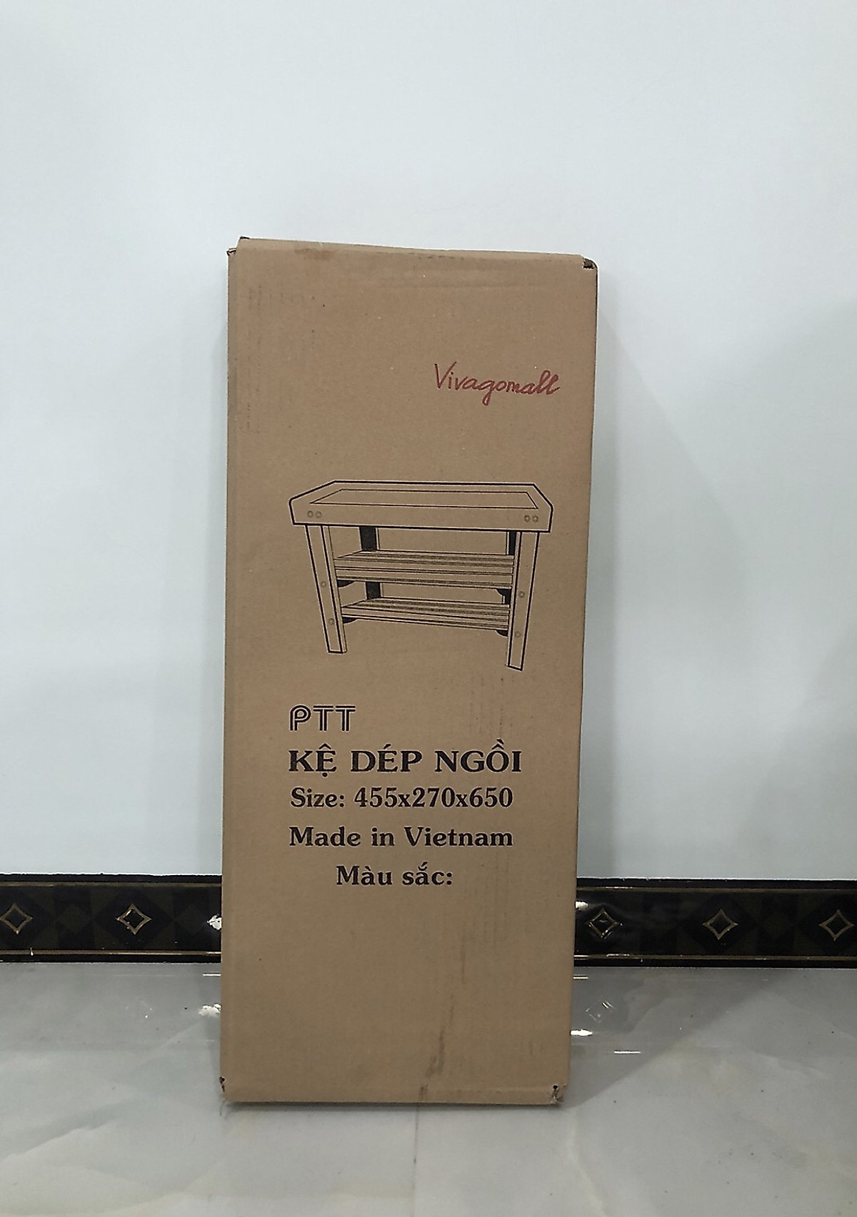 Kệ để giầy dép kết hợp làm ghế ngồi mầu vàng gỗ cao su tự nhiên