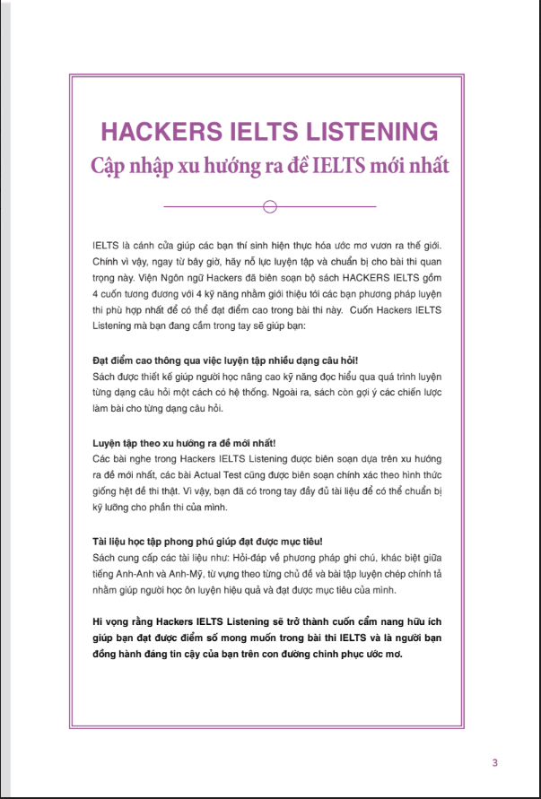 Sách Hackers IELTS : Listening