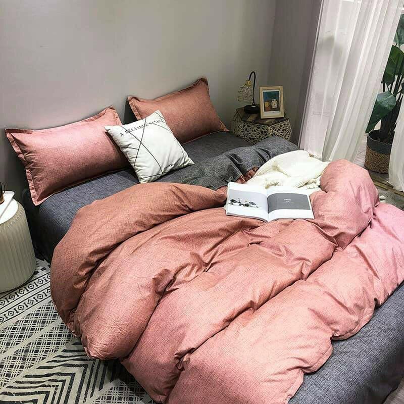 Bộ chăn ga cotton poly nhập khẩu 4 món nhiều màu