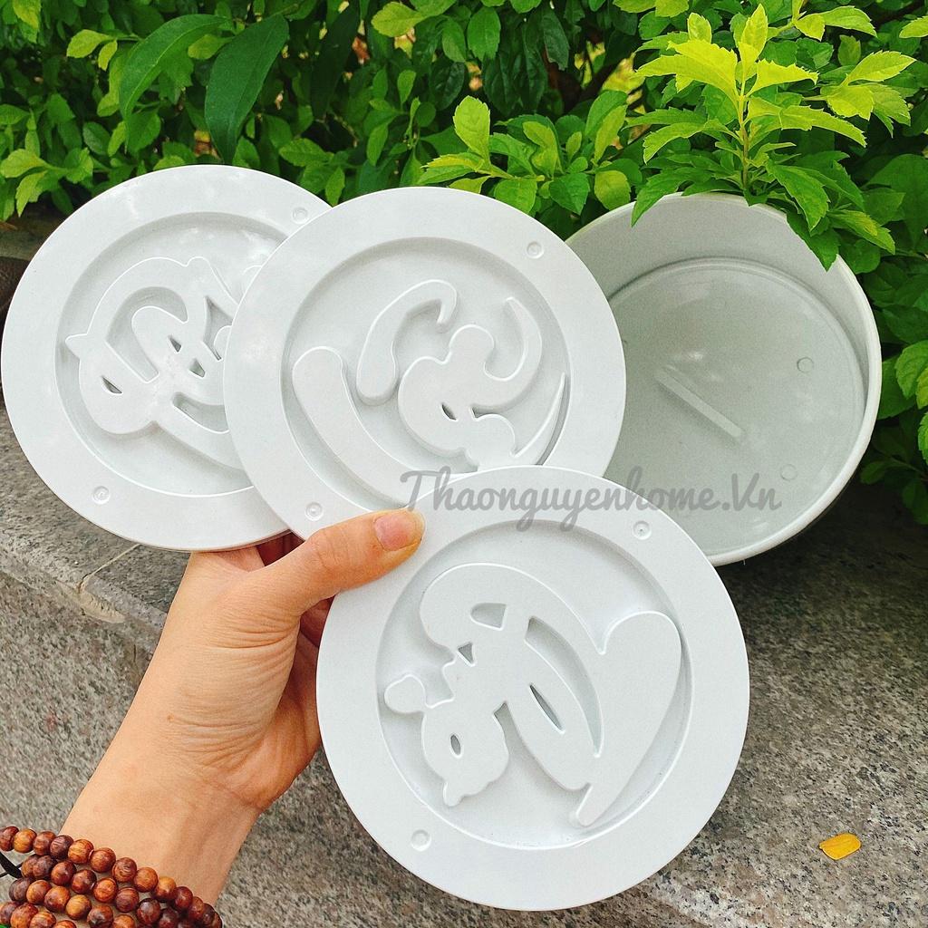 Bộ KHUÔN XÔI tạo Hình PHÚC LỘC THỌ - COMBO 3 MẶT. Khuôn nhấn tạo hình chữ Thư Pháp 3D SẮC NÉT. Dụng cụ làm Bánh, Xôi
