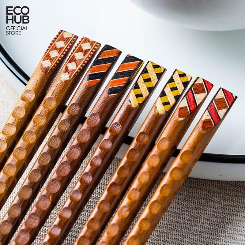 Đũa gỗ ma thuật chạm khắc thủ công ECOHUB bằng gỗ tự nhiên (Wooden Chopsticks) E00320