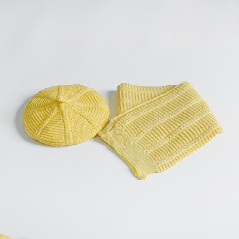 2-8years Bé Gái Đan Mũ Khăn 2 máy tính Bộ Trẻ Em Mũ Nồi Boina Bufanda Vàng Cam Đỏ Xanh Xám