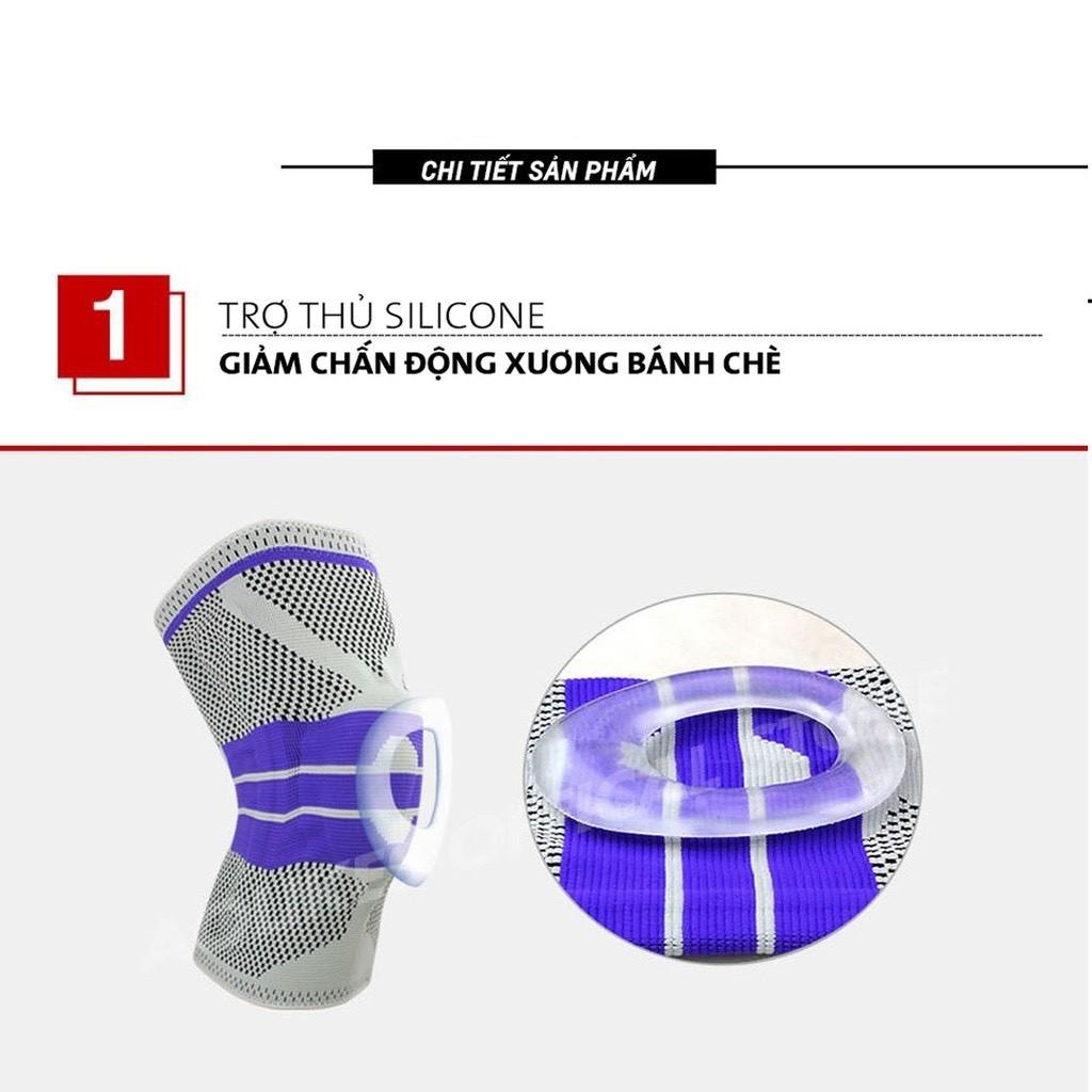 Băng gối,Bó gối thể thao có đệm Silicon Cao cấp bảo vệ khớp gối, có 2 Lò Xo trợ lực hỗ trợ vận động