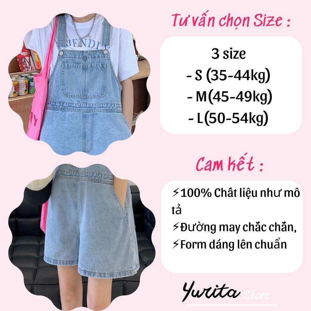 Quần Yếm Short Jeans Nữ Yurita Ống Suông Phối Túi Trước Trẻ Trung Phong Cách Hàn Quốc