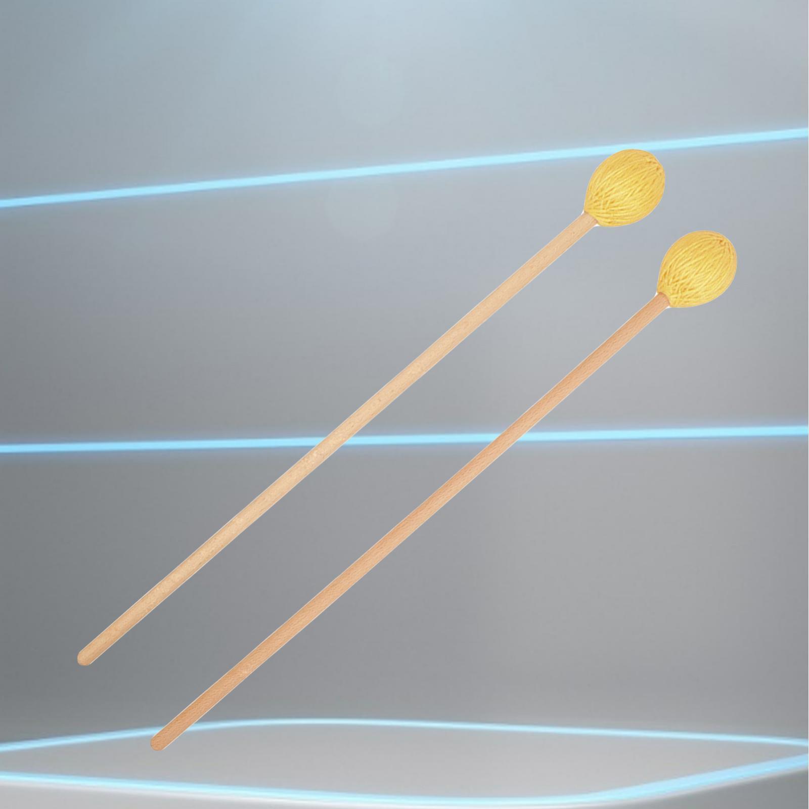 Marimba Mallets Wood Handle Soft Head Professionals Sticks yellow