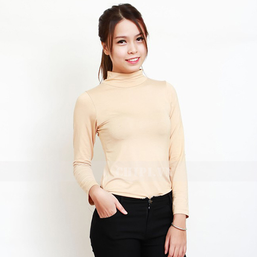 Mua Áo giữ nhiệt nữ thu đông cổ lọ vải cotton co giãn - BE tại MoonshopHT Mua Áo Giữ Nhiệt Nữ Thu Đông Cổ Lọ Vải Cotton Co Giãn - Be Tại Moonshopht