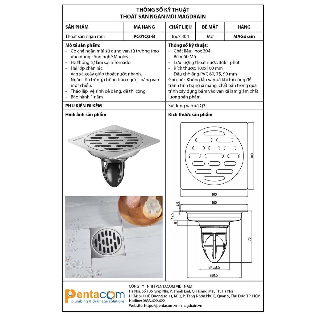 Thoát sàn ngăn mùi thoát nước nhanh MAGdrain PC01Q3-B