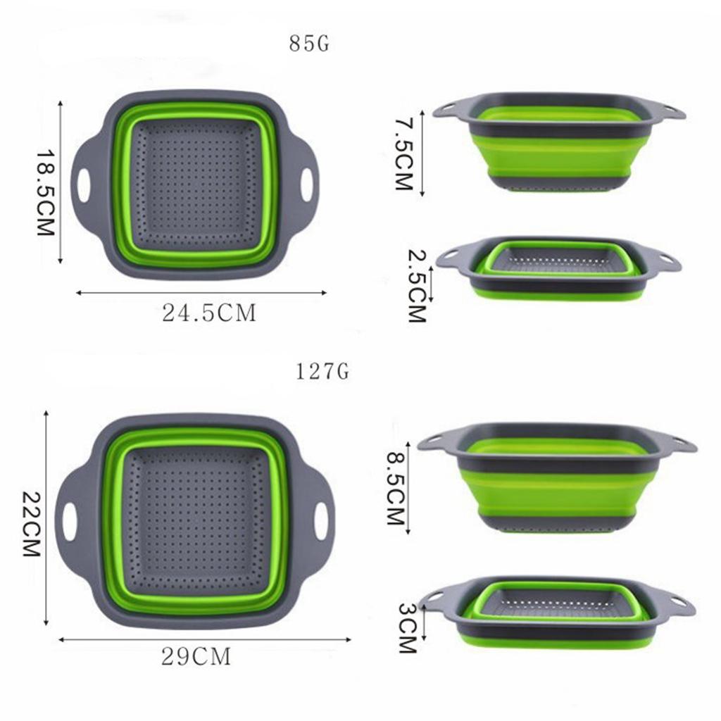 Kitchen Collapsible Colander Food-Grade Silicone Strainer Folding Strainer Green
