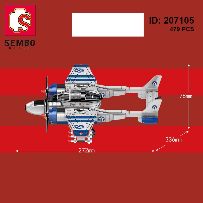 Đồ Chơi Lắp Ráp Máy Bay Tia Chớp P-38 SEMBO 207105