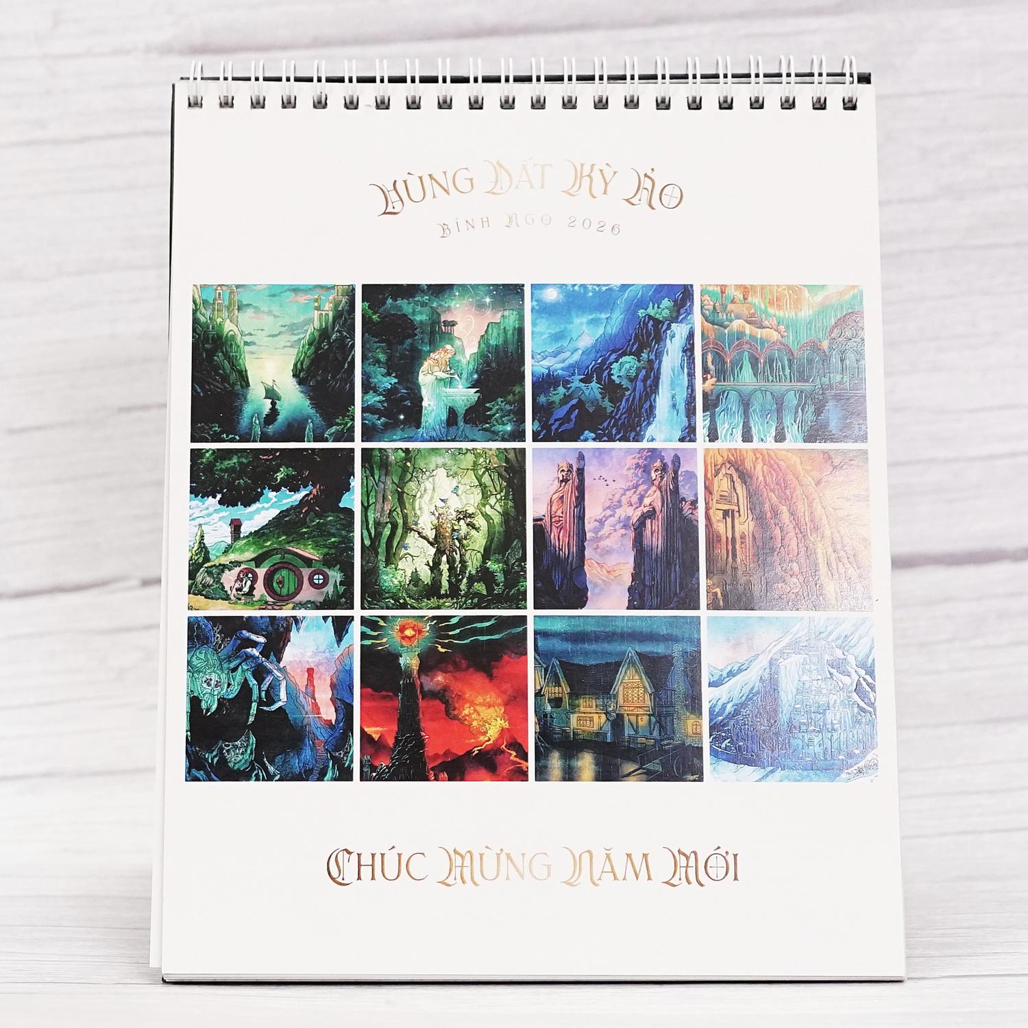 Lịch Để Bàn 2026 - Vùng Đất Kỳ Ảo - Hành Trình Qua Trung Địa