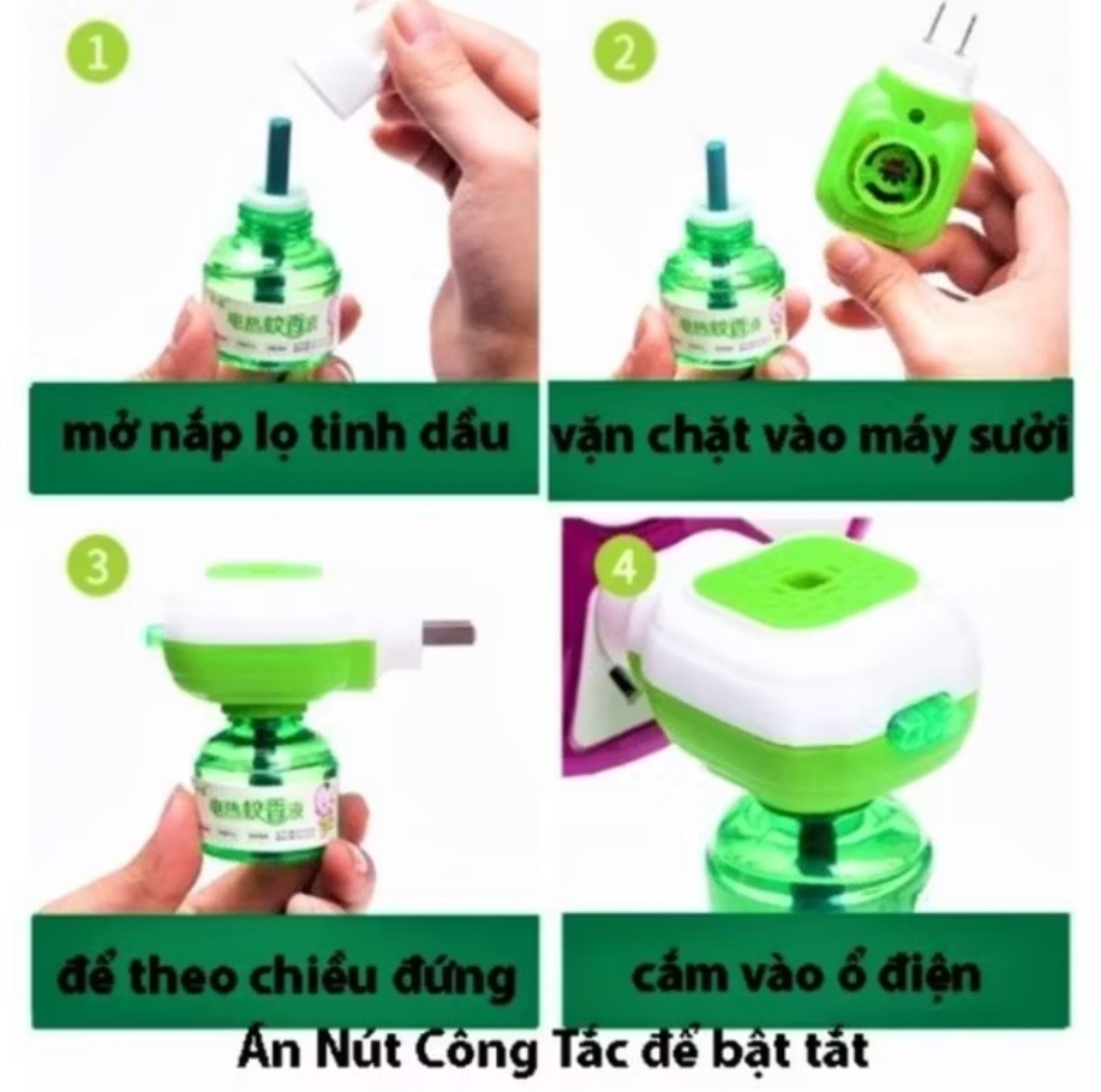 MÁY XÔNG TINH DẦU ĐUỔI MUỖI TẶNG KÈM LỌ TINH DẦU THẢO MỘC CAO CẤP