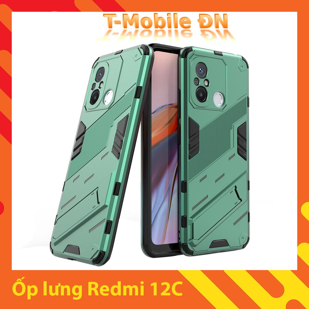 Ốp lưng cho Xiaomi Redmi 12C, Ốp chống sốc Iron Man PUNK cao cấp kèm giá đỡ cho Redmi 12C