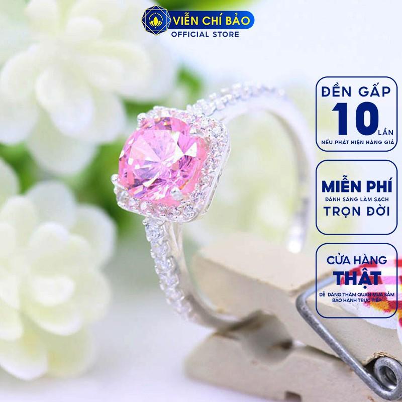 Nhẫn bạc nữ đính đá hồng chất liệu bạc 925 thời trang phụ kiện trang sức nữ thương hiệu Viễn Chí Bảo N400010