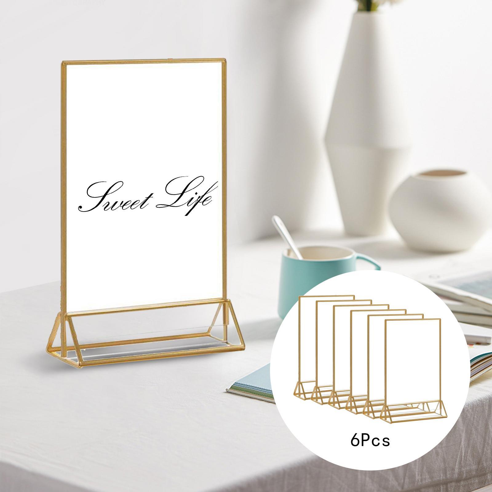 6Pcs Acrylic Sign Holder Table Menu Display Stand Wedding Store Stand Document Meetings Poster Sign Holder Flyer Display