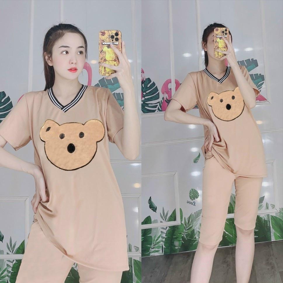 ĐỒ BỘ QUẦN ÁO THUN ĐÙI BÔNG CÚC HỌA MI THỜI TRANG 3 size 45-65KG chất liệu thun cotton