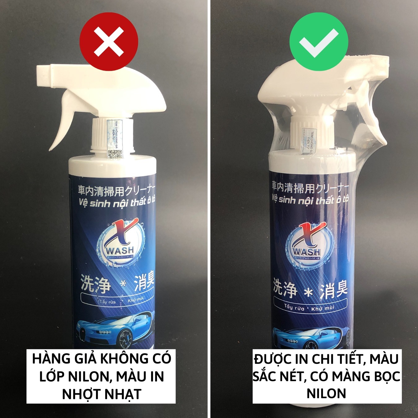 XWash - Xịt tẩy rửa, khử mùi nội thất ô tô KHÔNG HÓA CHẤT - Tặng khăn lông cừu cao cấp
