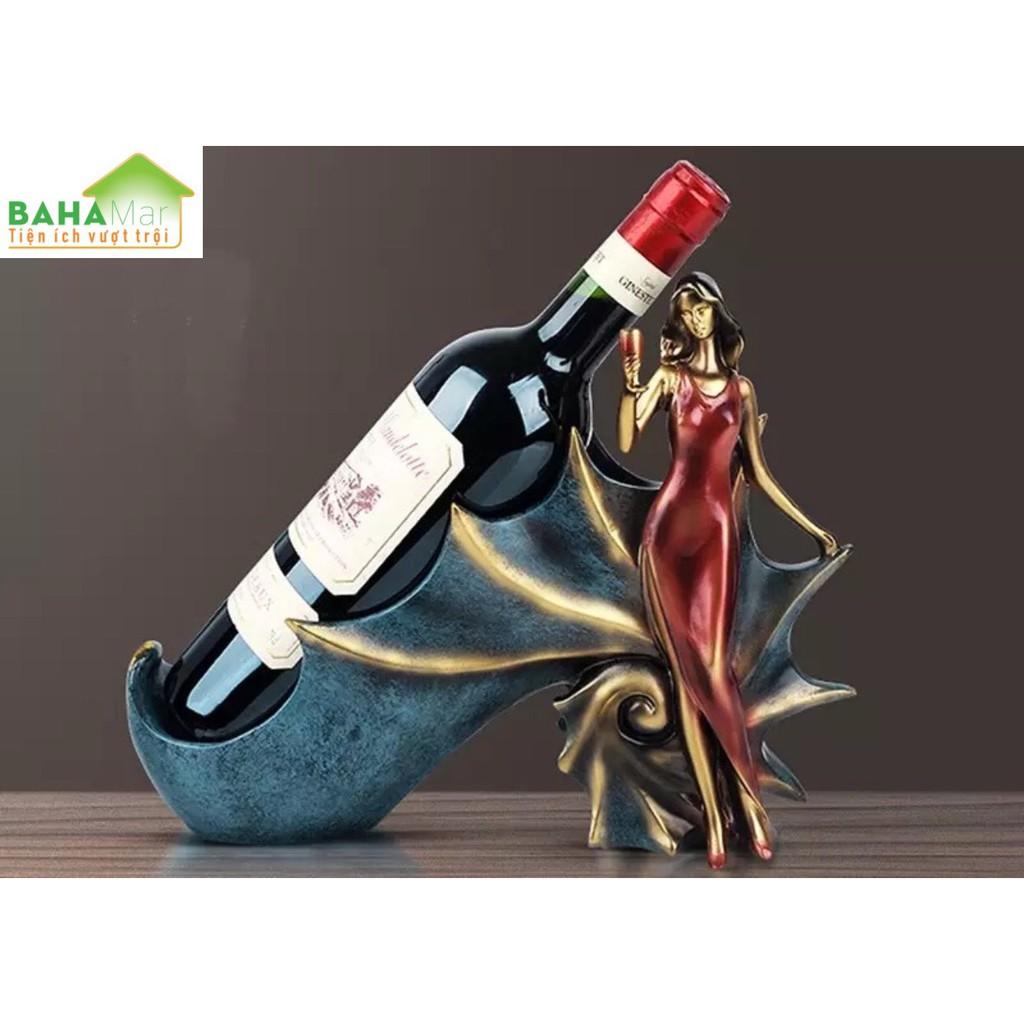 GIÁ ĐỂ CHAI VANG - TƯỢNG CÔ GÁI SAO BIỂN ĐỂ TỦ, BÀY BÀN TRANG TRÍ "BAHAMAR" thiết kế duyên dáng để đặt chai vang