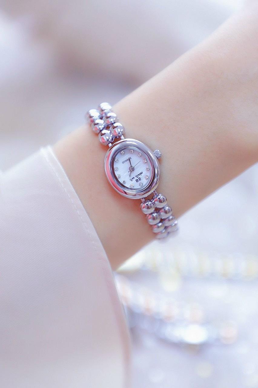 Đồng hồ thời trang nữ Bs Bee Sister dây hạt đậu DAU D333 - Bạc
