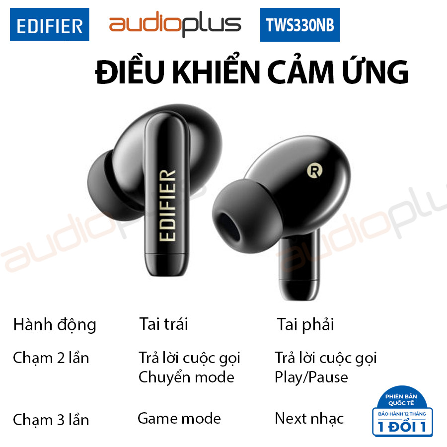 EDIFIER TWS330NB Tai nghe bluetooth chống ồn chủ động ANC - AI khử ồn đàm thoại - Game mode - Bản quốc tế - Hàng chính hãng