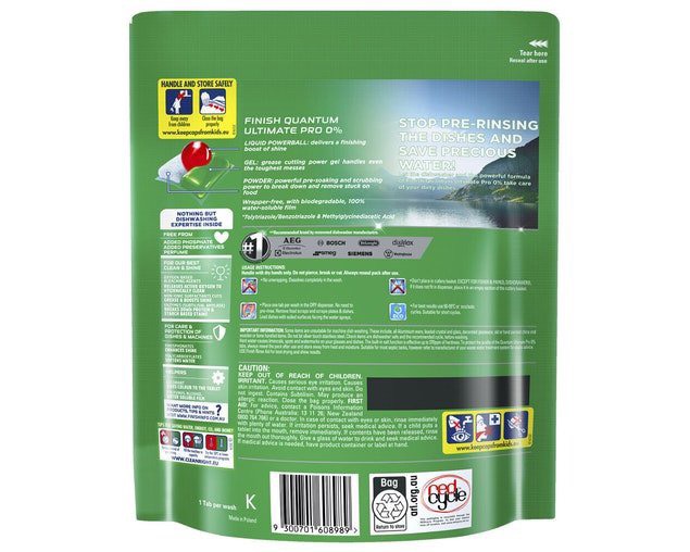 Viên rửa Finish Eco 0% Finish Quantum Ultimate Pro 0% 48 viên dùng cho máy rửa chén bát