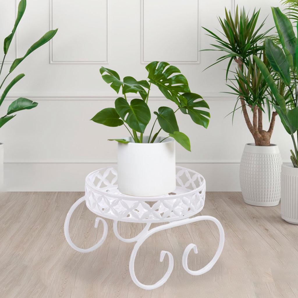 Indoor Pot Iron Patio Decor  Shelf Outdoor Metal Display White
