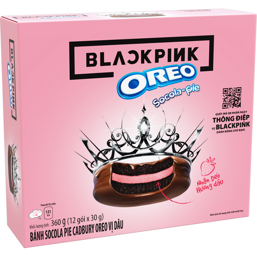 [Limited Edition] Combo 2 hộp Bánh OREO Pie BLACKPINK vị Dâu 2x360g (Tặng kèm 4 thẻ hình BLACKPINK)