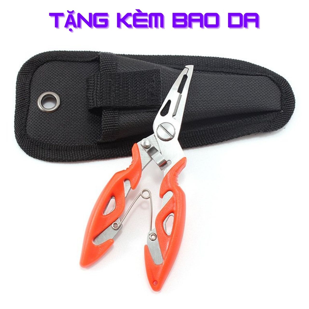 Kìm gỡ lưỡi câu cá thép chống gỉ, kìm thép kích thước 12cm, tặng kèm bao da đựng kìm