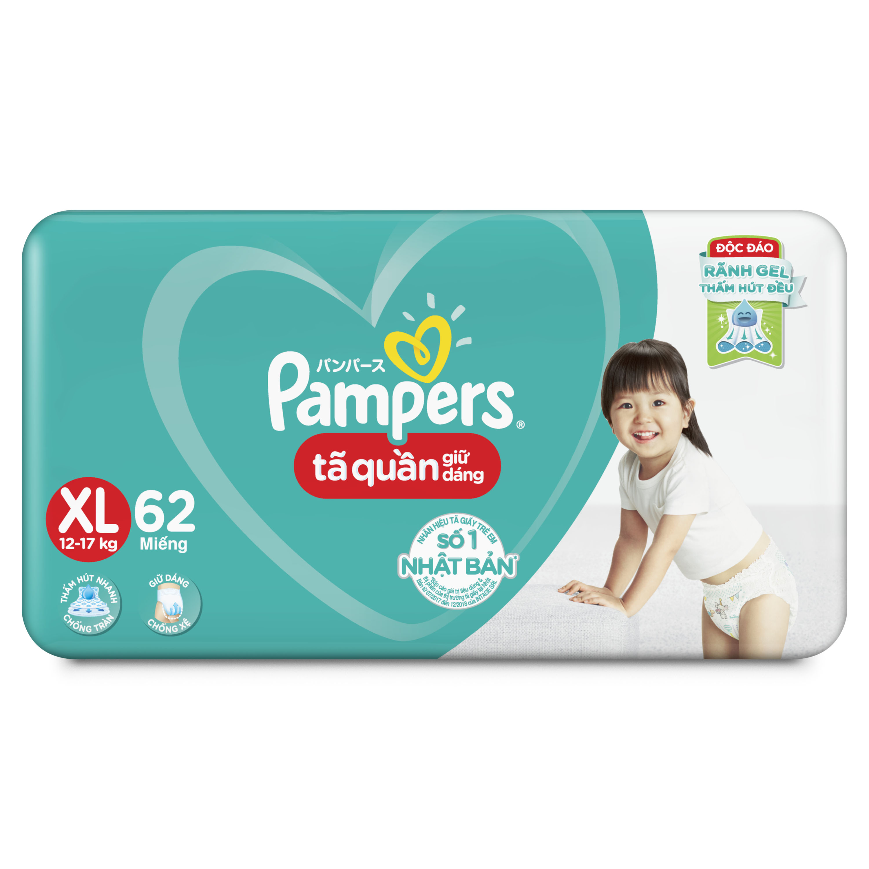 Tã/Bỉm Quần PAMPERS Giữ Dáng Mới Gói Cực Đại M74/L68/XL62/XXL56