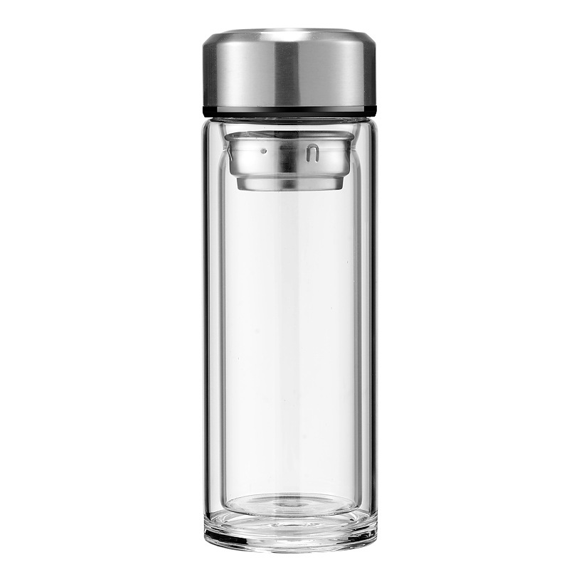 Bình Pha Trà Thủy Tinh 2 Lớp Có Lõi Lọc Inox Tiện Lợi Phong Cách Hiện Đại Quà Tặng Sang Trọng