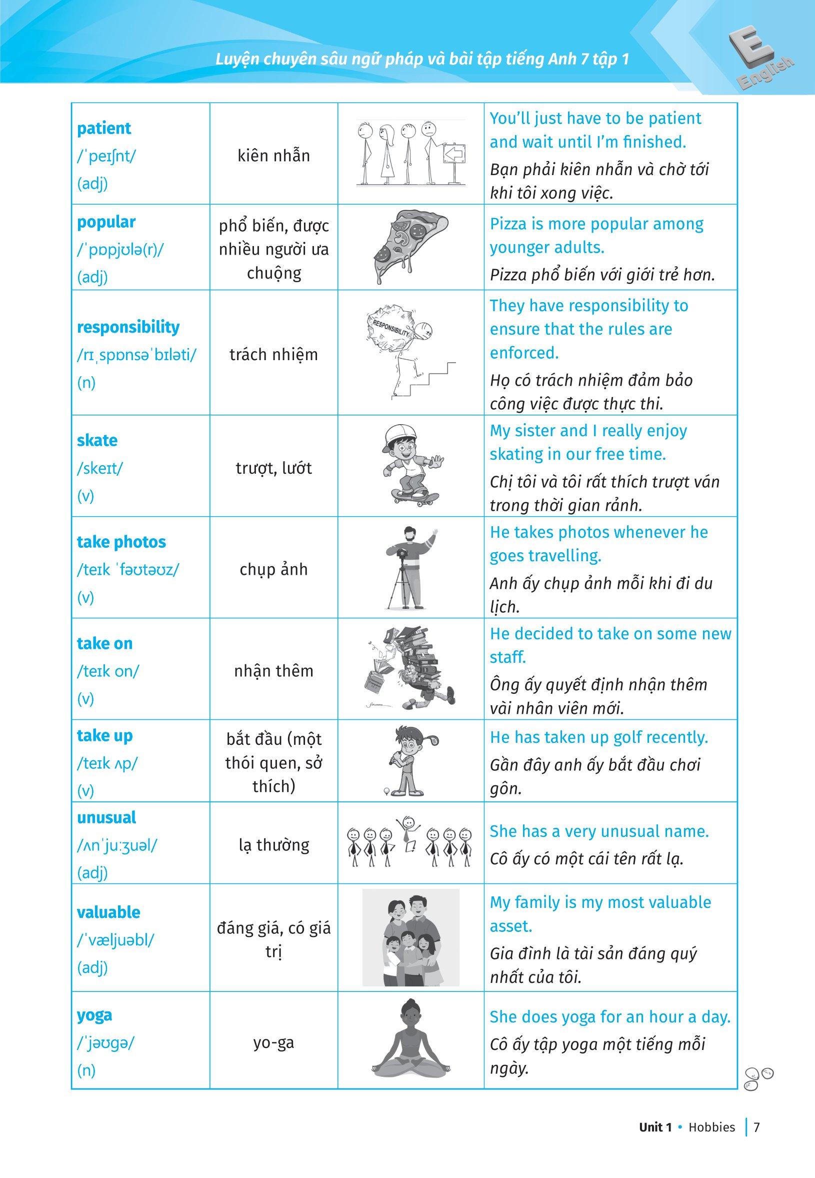 Luyện Chuyên Sâu Ngữ Pháp Và Bài Tập Tiếng Anh Lớp 7 - Tập 1 (Theo Chương Trình Giáo Dục Phổ Thông Mới)