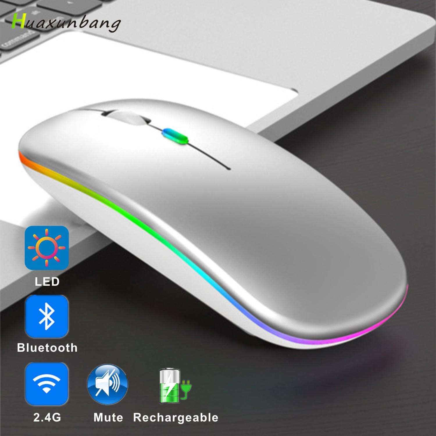 Chuột Bluetooth Sạc Thiết RGB USB 2.4G Quang Không Dây Mause Dành Cho Máy Tính Laptop Macbook Xiaomi Mi Hai Chế Độ Im Lặng chuột