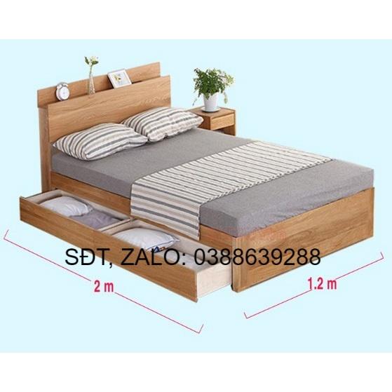 giường ngủ đơn gỗ công nghiệp mdf 1m2 có ngăn kéo giá thật