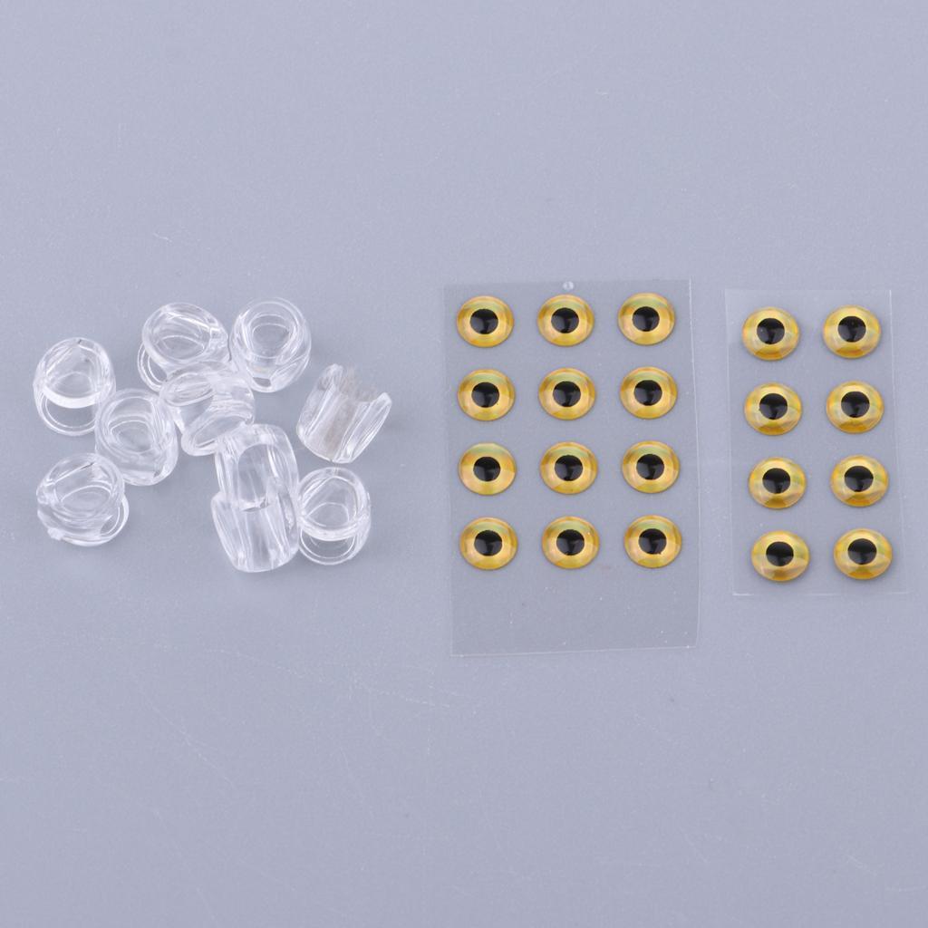 20pcs 3D Fishing Eyes Fishing Lure Eye & 10pcs Fishing Head Great Accessory for Make Fishing Bait, Fly Tying, Fishing Lures, Crafts