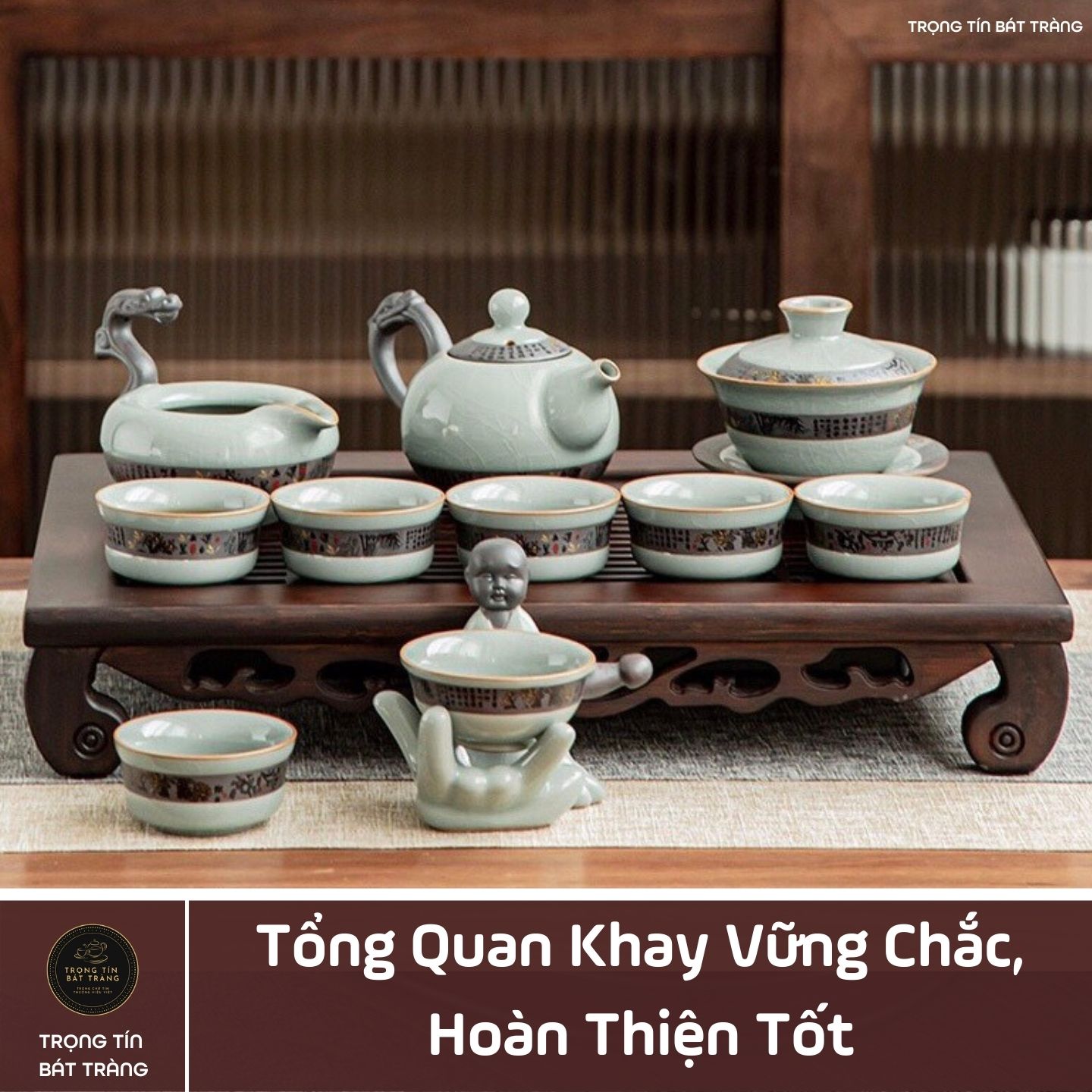 KT 22 Khay Trà Tre Cao Cấp  Chữ Nhật Kích Thước Kích Thước 40*28*5.5