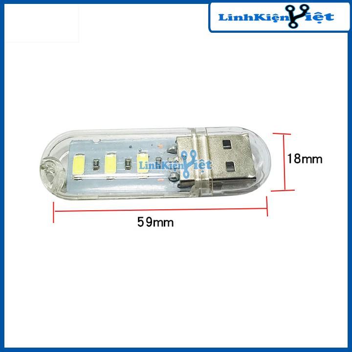 Thanh đèn LED mini v1 gồm 3 bóng cổng cắm USB thích hợp để bàn học làm việc