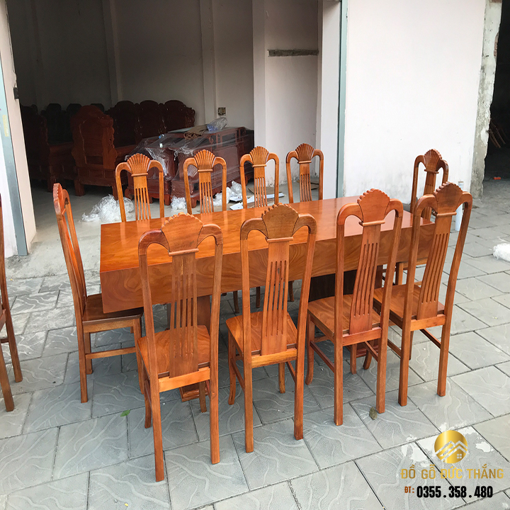 Bàn 10 ghế gỗ hương xám nam phi