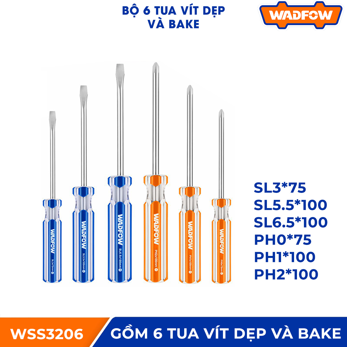 BỘ 6 TUA VÍT DẸP &amp; BAKE WSS3206 WADFOW - HÀNG CHÍNH HÃNG