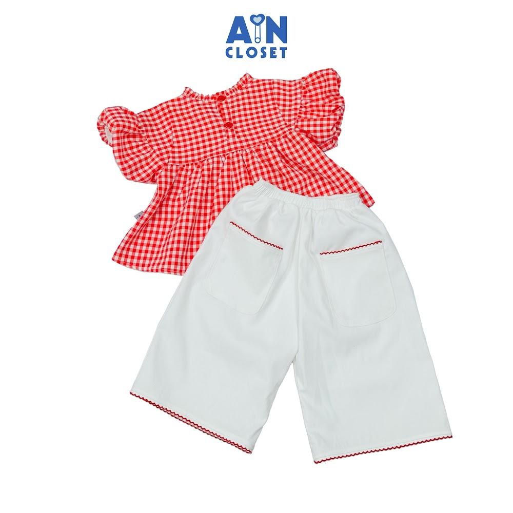 Bộ quần áo Lửng bé gái hoạ tiết Caro Viền Đỏ Cotton - AICDBGELFKH4 - AIN Closet