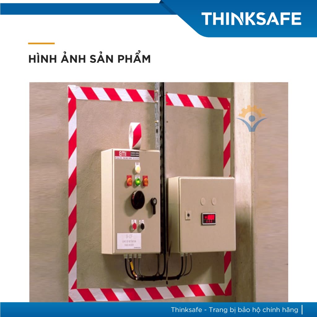 Băng keo dán nền cảnh báo 3M 767 sọc trắng đỏ, phân chia lối đi, cảnh báo nguy hiểm, keo dán chắc chắn bền màu
