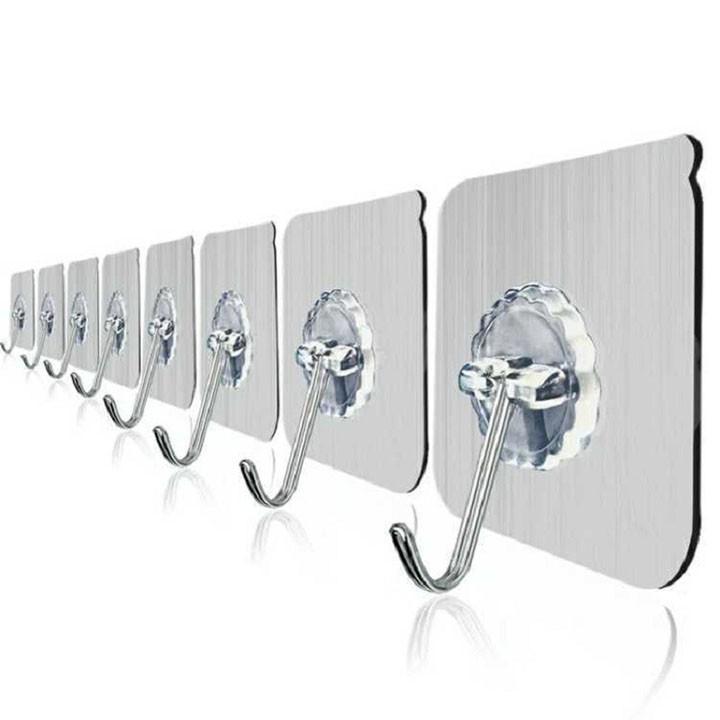 Set 10 Móc Dán Tường Siêu Dính Trong Suốt Chịu Lực Tốt Treo Tường Chắc Chắn
