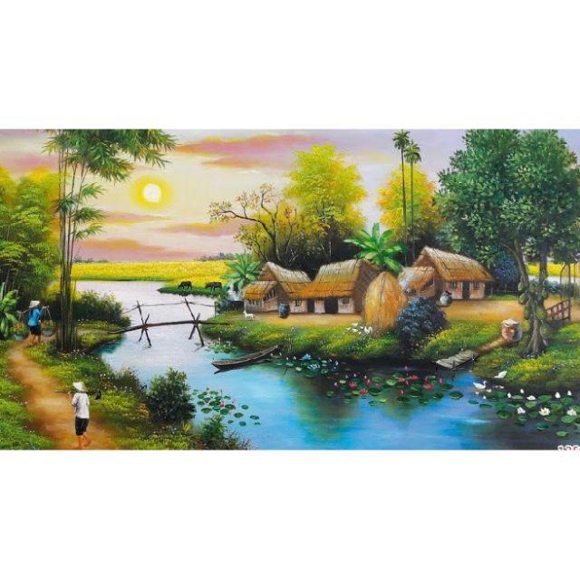 Tranh đồng quê dán tường 3D