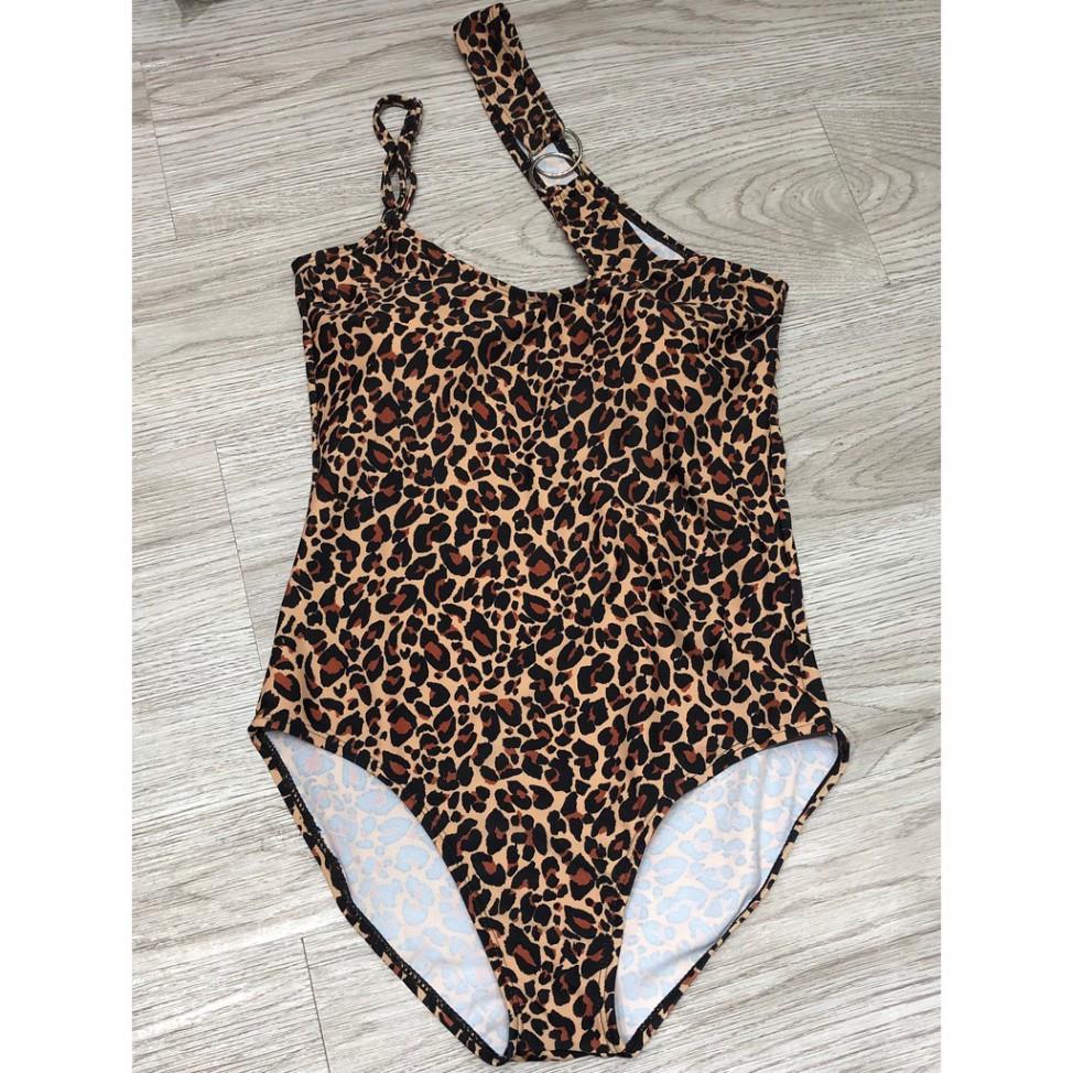 freeship Bikini liền đen lệch vai da báo siêu đẹp mới nhất ( Ảnh chụp thật 100%)