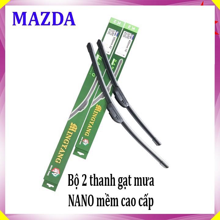 Bộ 2 thanh gạt nước mưa ô tô Nano mềm cao cấp dành cho hãng xe Mazda: Mazda2-Mazda3-Mazda6-MazdaCX5-MazdaCX9,...