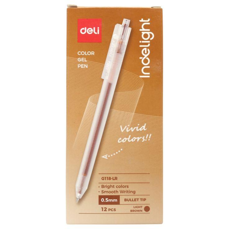 Bút Gel Bấm Deli 0.5mm EG118-LR Màu Nâu Trầm