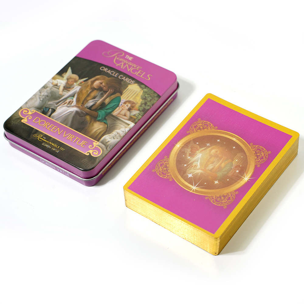 Bộ Bài Romance Angels Oracle Hộp Thiếc Mạ Cạnh Vàng 44 Lá