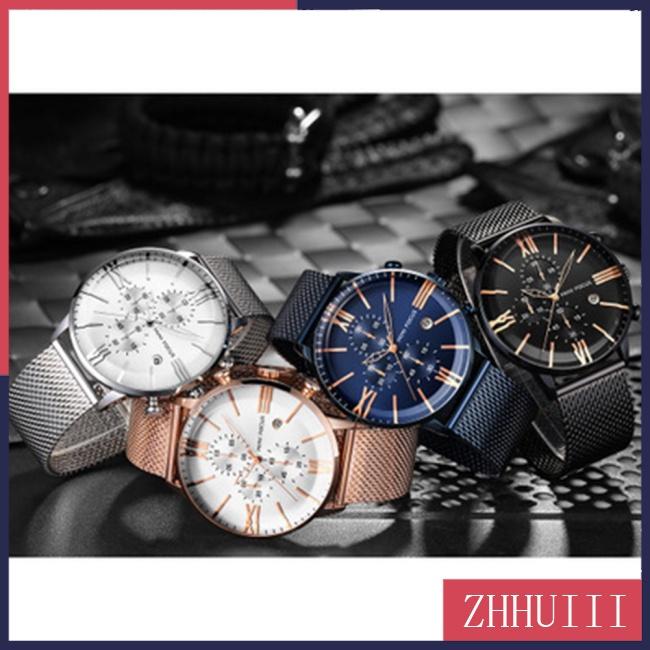 Đồng Hồ Quartz 3 Sub-dial Chất Liệu Thép Không Gỉ Chống Thấm Nước