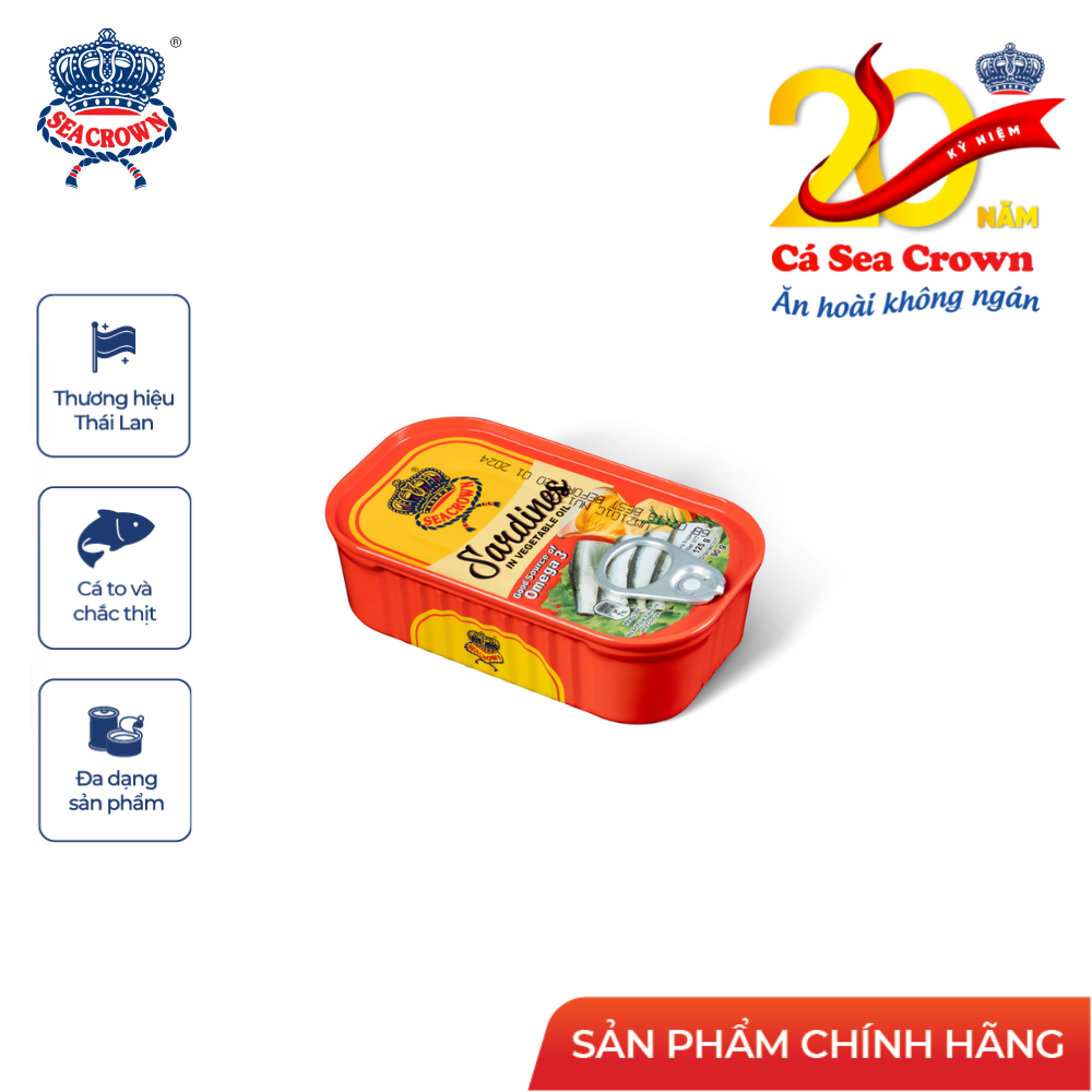 Cá hộp Sea Crown cá Trích ngâm dầu-Thùng 50 lon