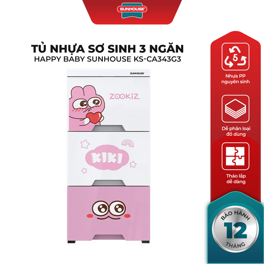 Tủ nhựa sơ sinh Happy Baby Sunhouse KS-CA343