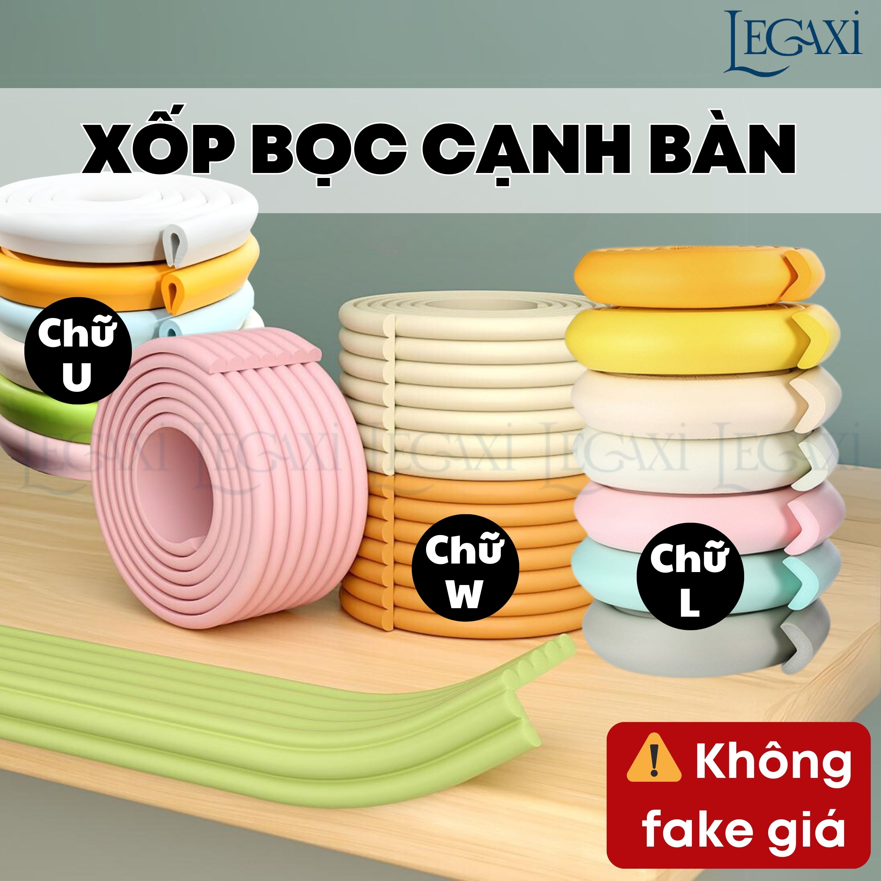 Cuộn Xốp Dài 2 Mét Bọc Cạnh Bàn Chữ U-W-V, Miếng Dán Bịt Góc Tường Chống Va Chạm An Toàn Cho Bé Legaxi